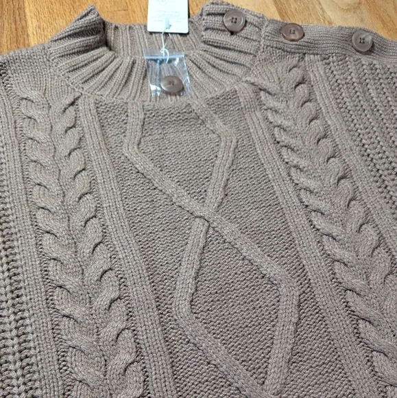 EFAN Cable Knit Sweater Dress – Taupe Button-Shoulder Cozy Chic XL 🍂🧶 - Picture 5 of 12